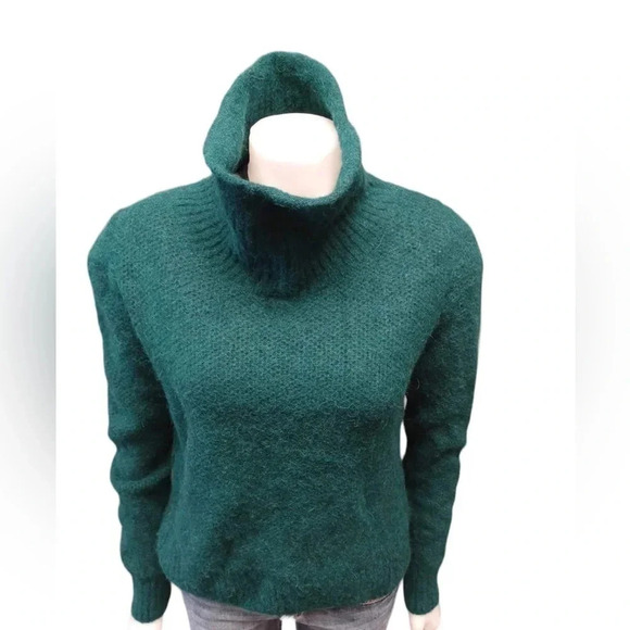 COS Alpaca Wool & Yak Fur Green Turtleneck Size  Small - Picture 2 of 9